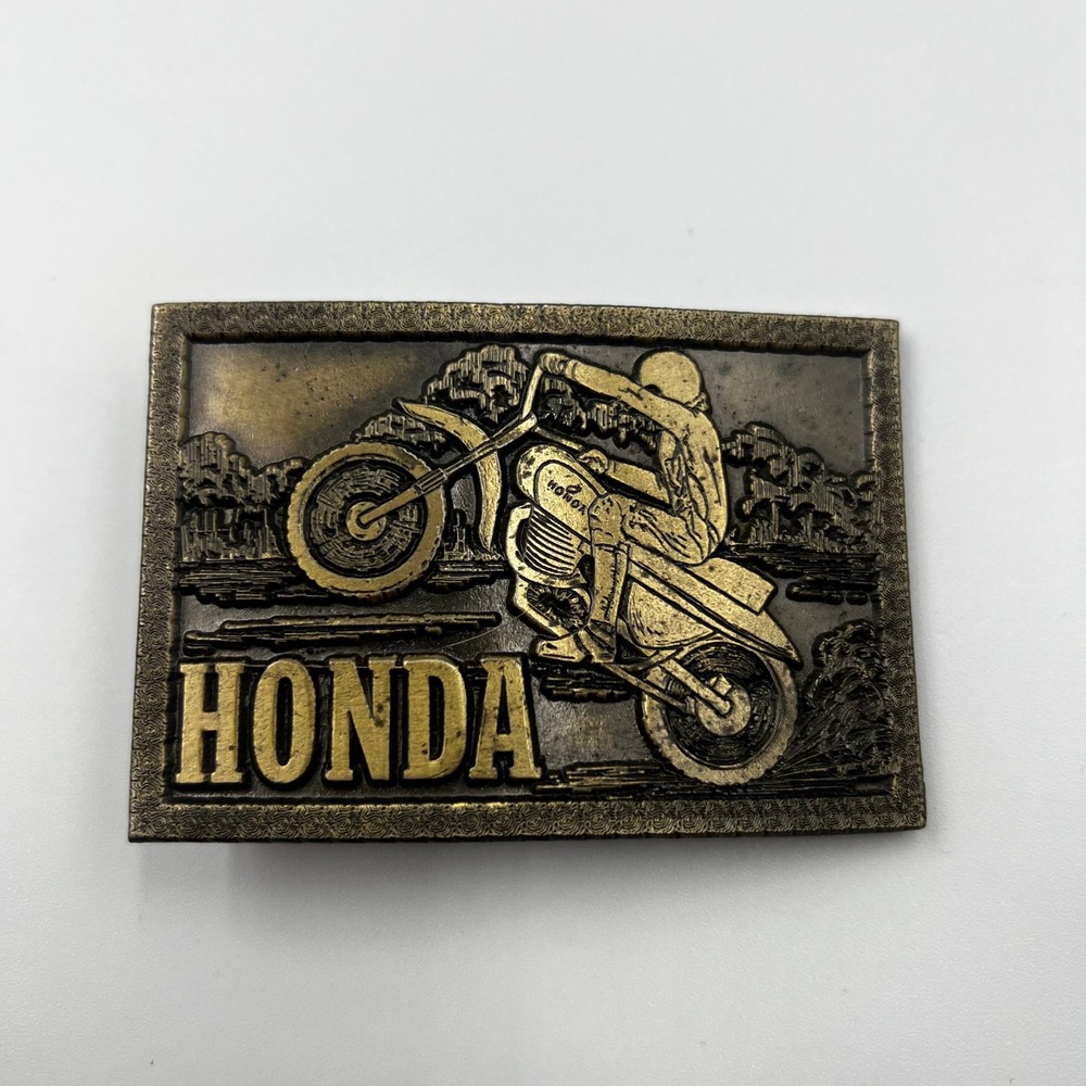 VINTAGE HONDA BELT Buckle Solid Brass Motorcycle Buckle Dirt Biker Motorcross